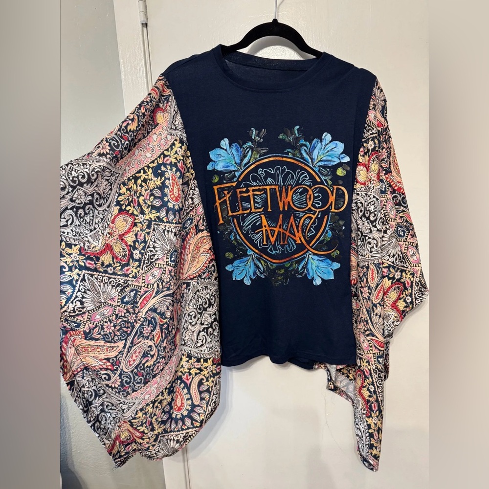 NWOT Handmade Upcycled Fleetwood Mac Boho Top